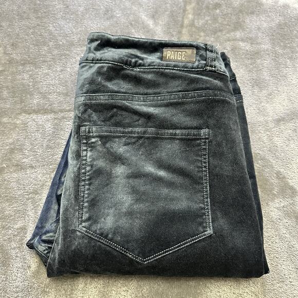 Paige Jeans Womens 28 Blue Hoxton Ankle Peg Button‎ Velvet Skinny Leg Pants - Picture 1 of 12